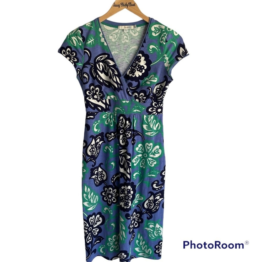 BODEN Blue Floral Short Capped Sleeve Ladies Career Dress, 2R
